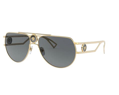 versace ve 2225|Versace VE 2225 100287 Gold Metal Aviator Sunglasses Grey Lens.